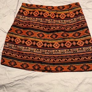 Forever 21 exclusive aztec design burnt orange mini skirt